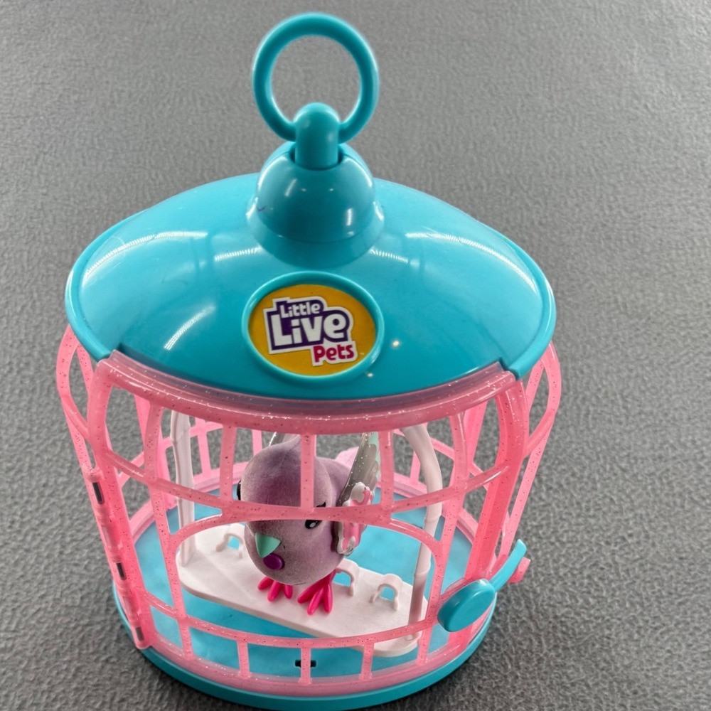 Little Live Pets Bird Cage Toy Kid Teal Interactive Flocked imaginative pretend